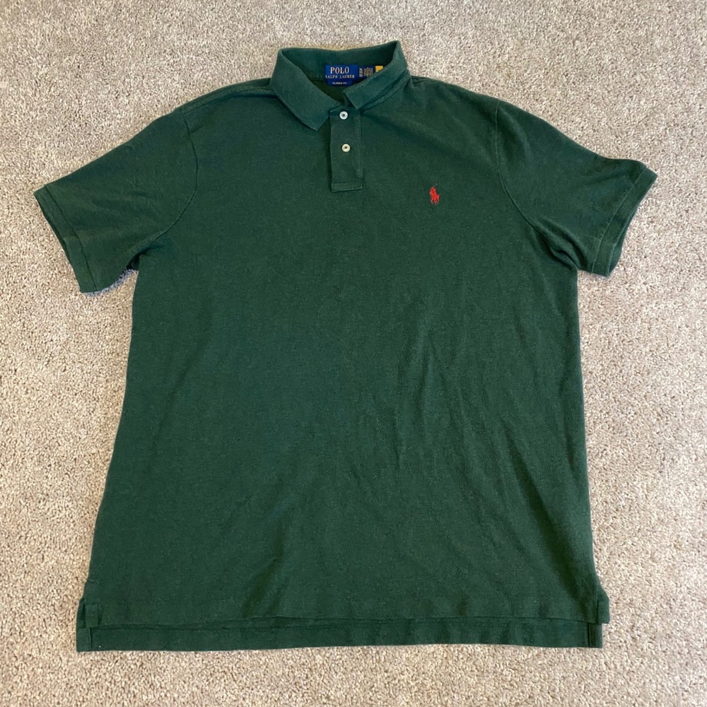 Polo Ralph Lauren Polo Shirt Mens XL Green Classic Fit Short Sleeve Pony Logo